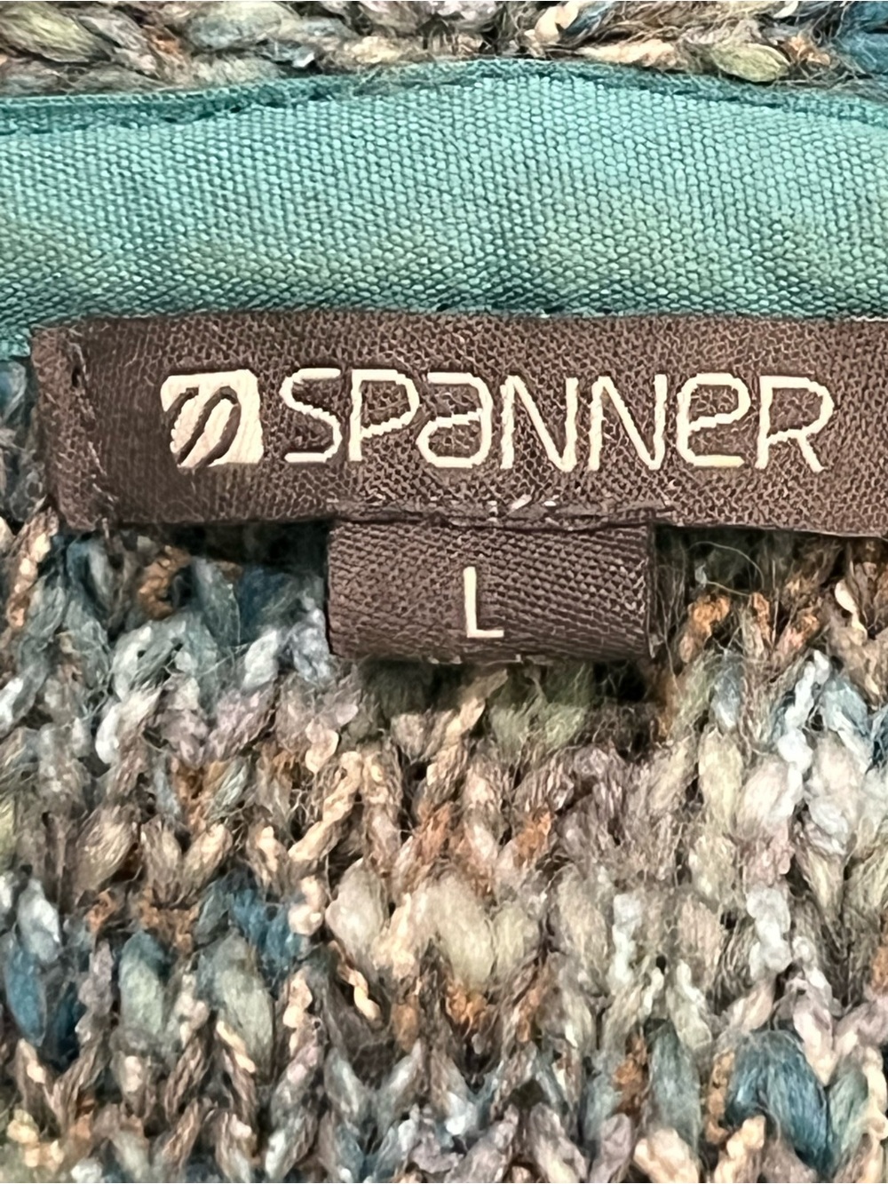 SPANNER Wool Blend Multicolor Knit Sweater Dress with Studded Cowl Neck